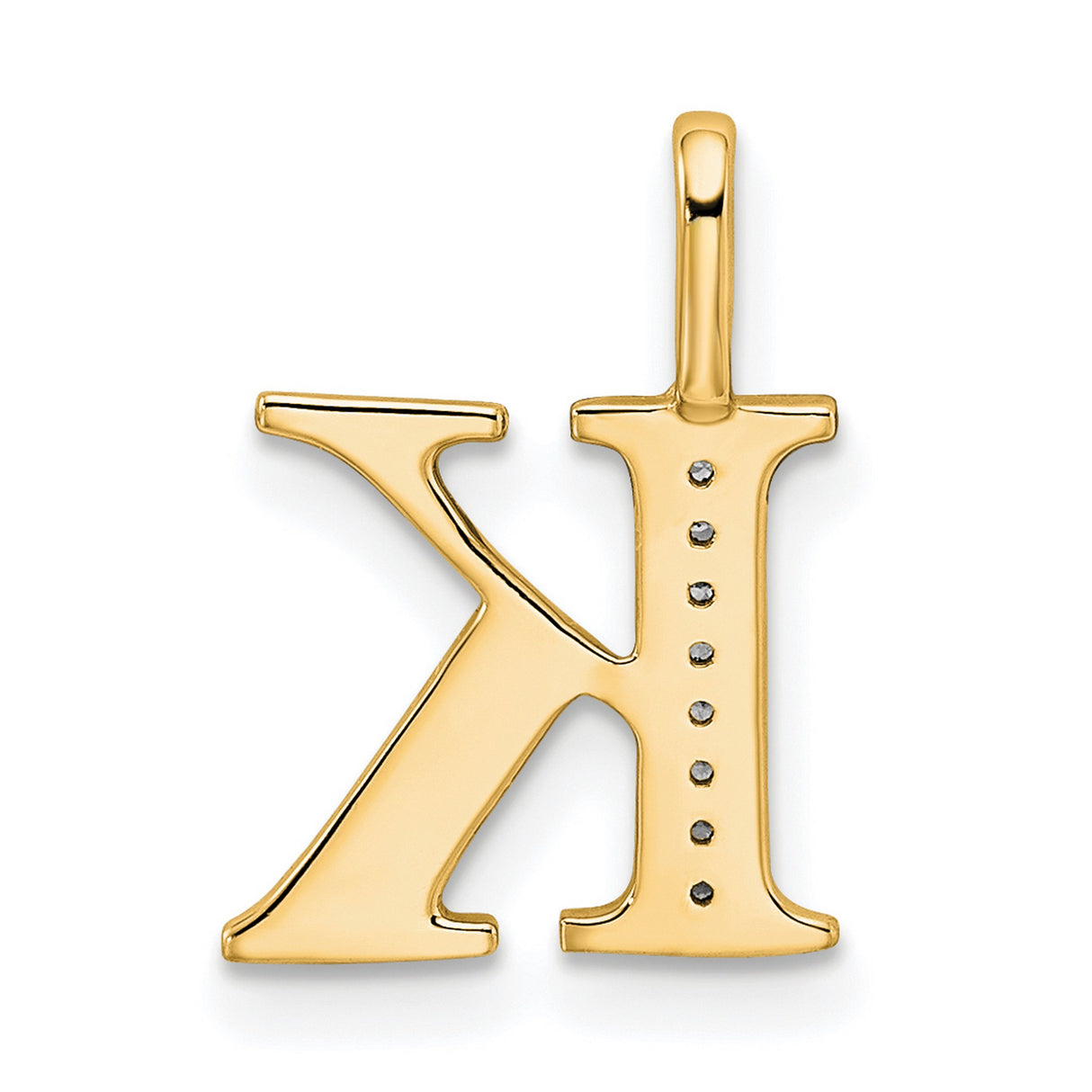 10k Yellow Gold Letter K Pendant with Diamond Accents, Sleek Alphabet Charm