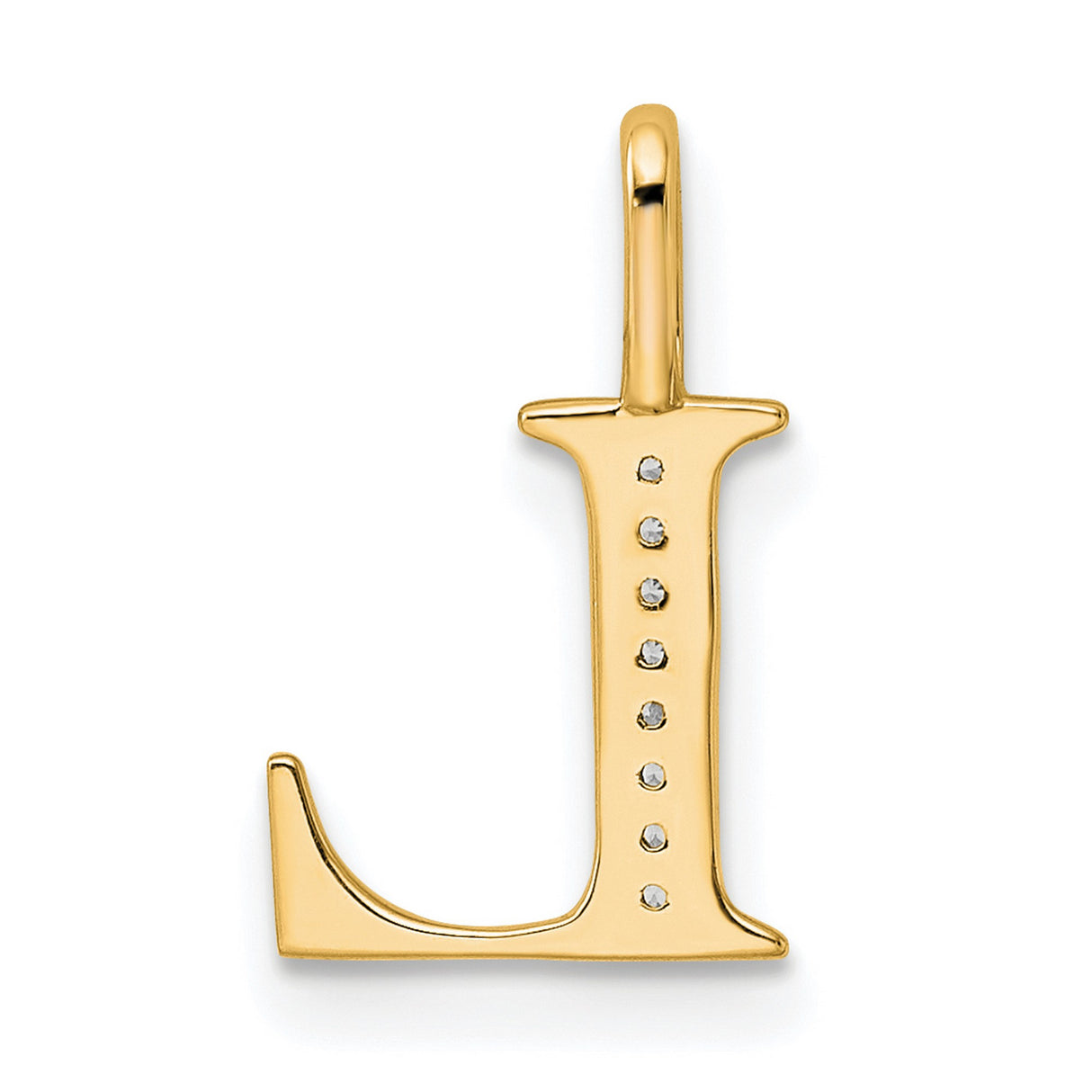 10k Yellow Gold Letter L Pendant with Pavé Diamonds, Modern Alphabet Charm