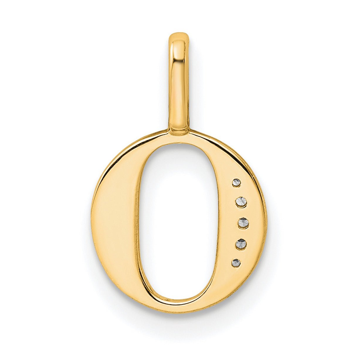 10k Yellow Gold Letter O Pendant with Diamond Accent, Alphabet Charm for Women