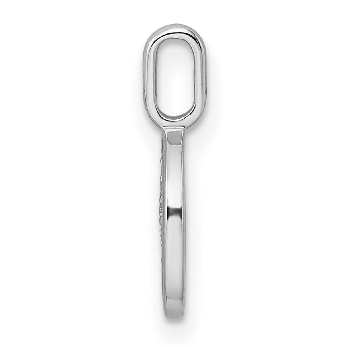 14k White Gold Letter O Pendant with Diamond Accents, Modern Initial Charm for Women