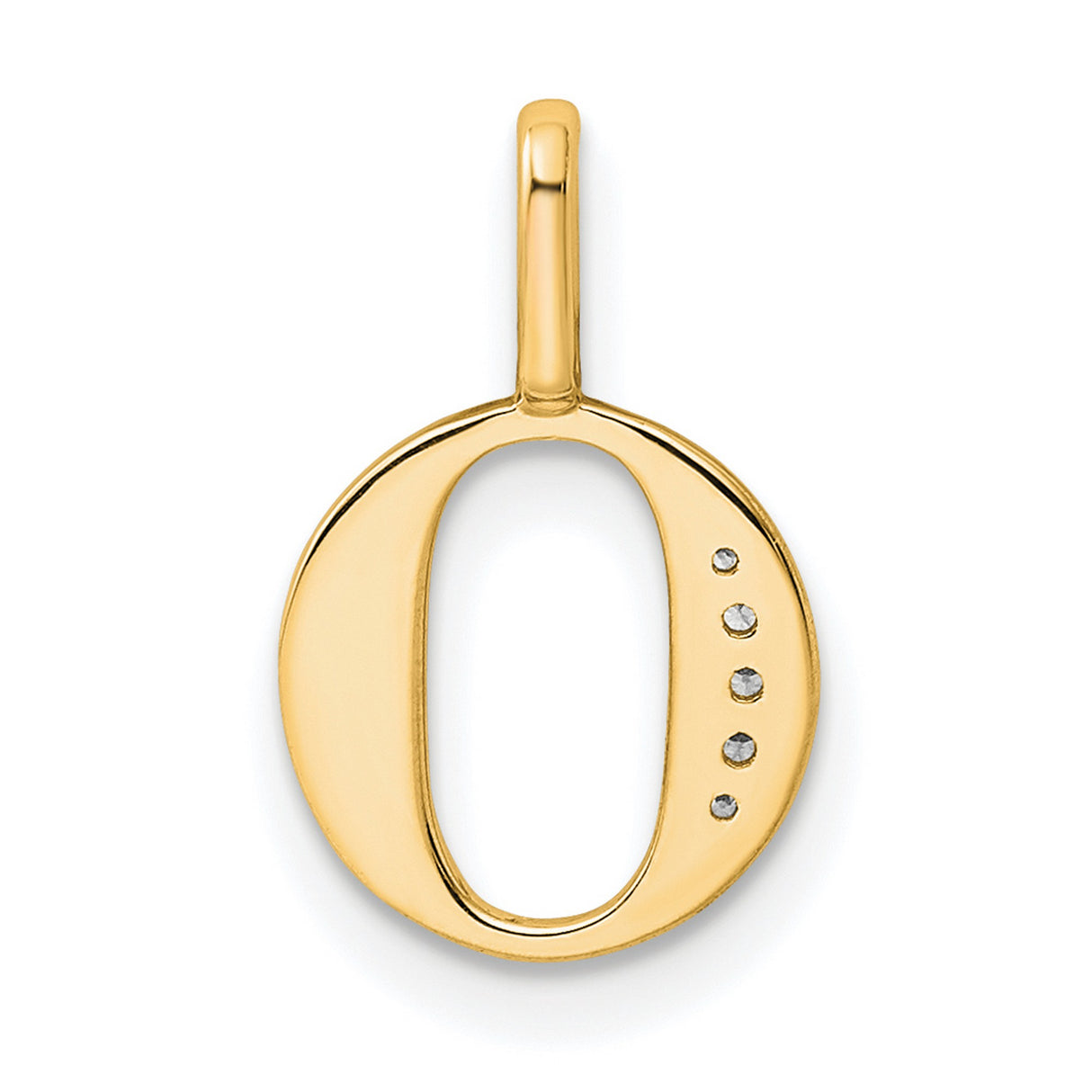 14k Yellow Gold Initial O Pendant with Diamond Accent, Monogram Letter Charm for Women