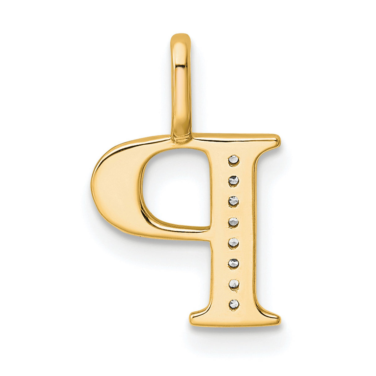 10k Yellow Gold Pendant with Diamond Accent, Letter P Initial Charm for Women