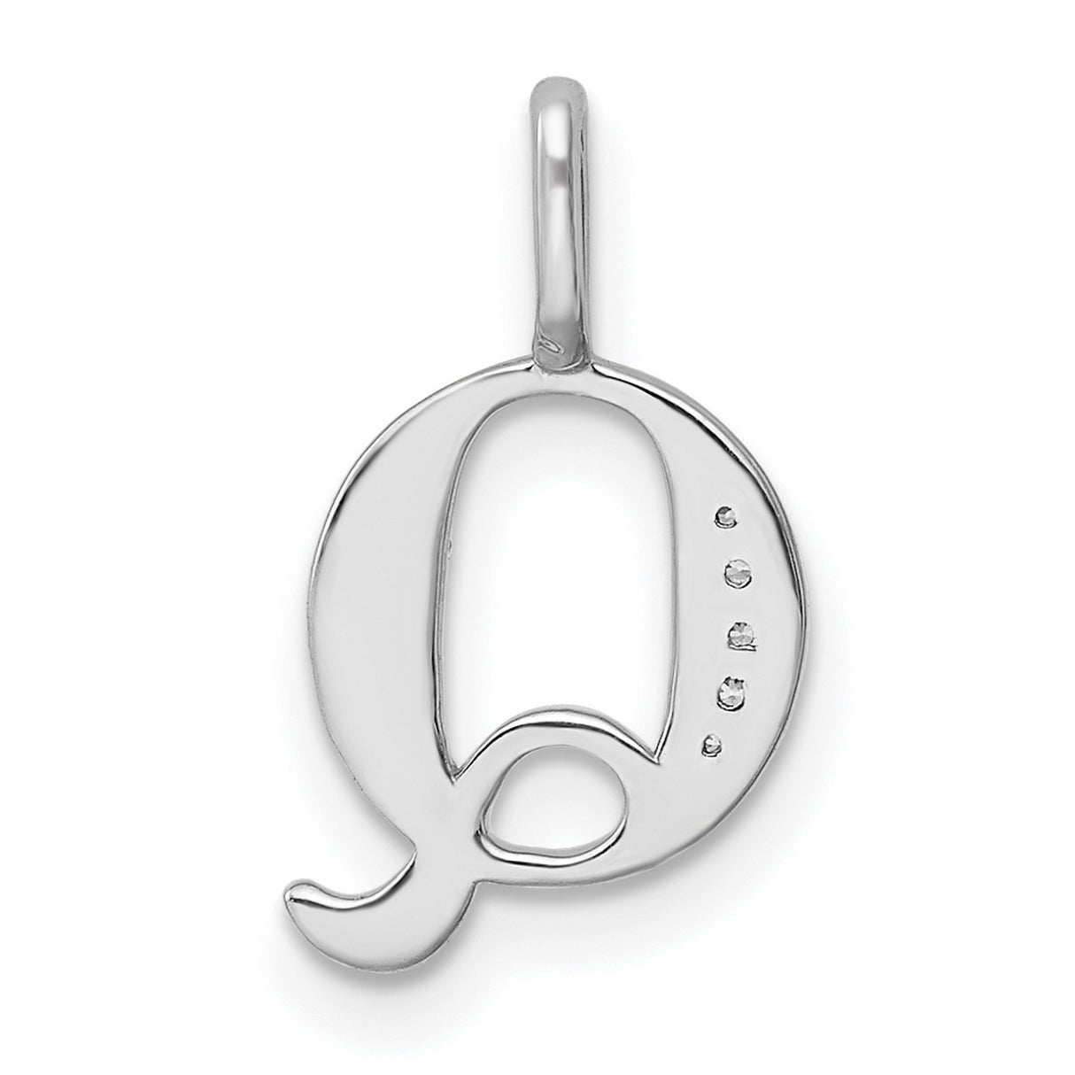 14k White Gold Letter Q Pendant with Pavé Diamond Accents, Monogram Charm for Women