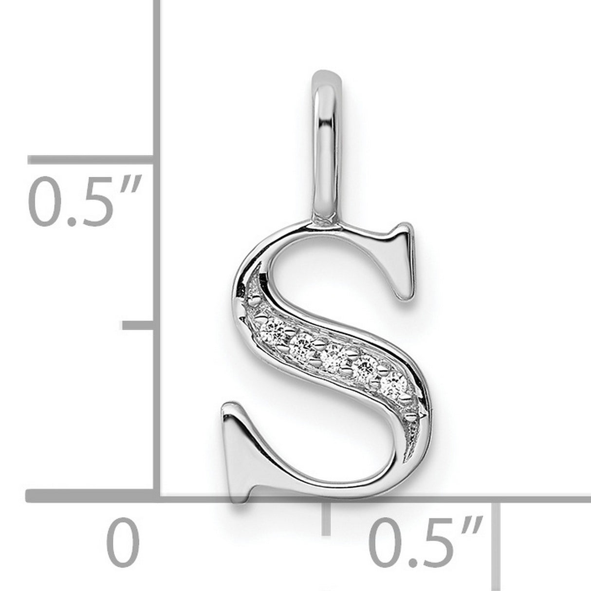 14k White Gold S Pendant with Diamond Accents, Script Initial Charm for Women
