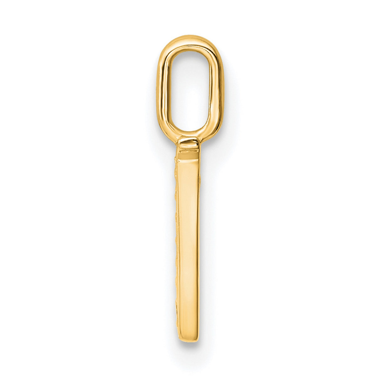 10k Yellow Gold Letter V Pendant with Diamond Accents, Polished Alphabet Charm for Women