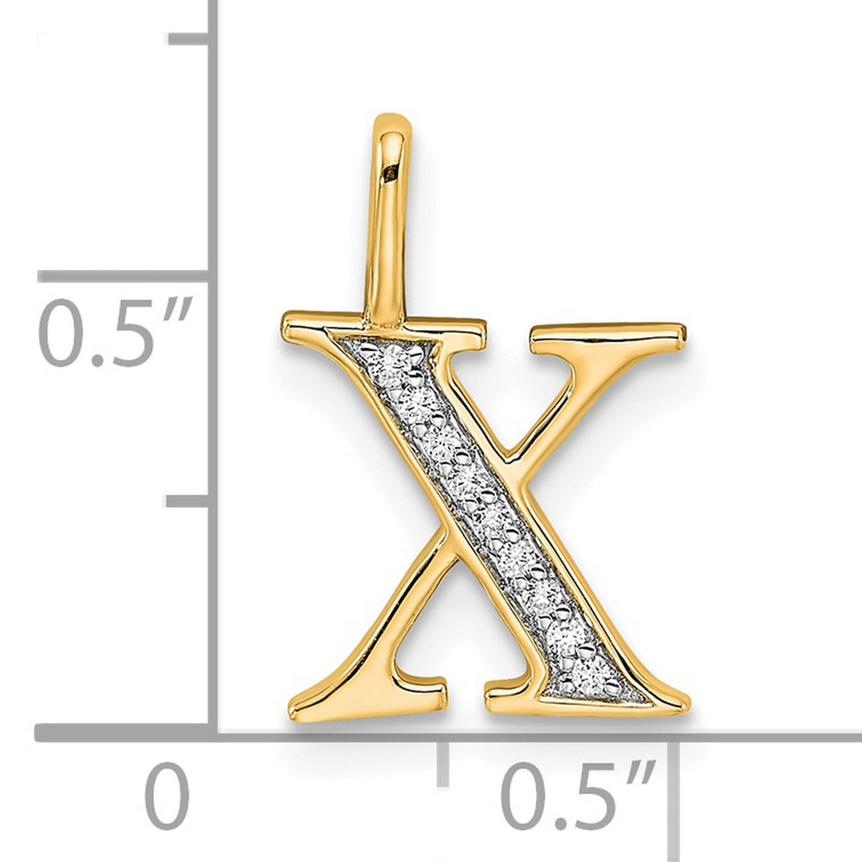 14k Yellow Gold Letter X Pendant with Cubic Zirconia, Initial Charm Jewelry for Women or Unisex