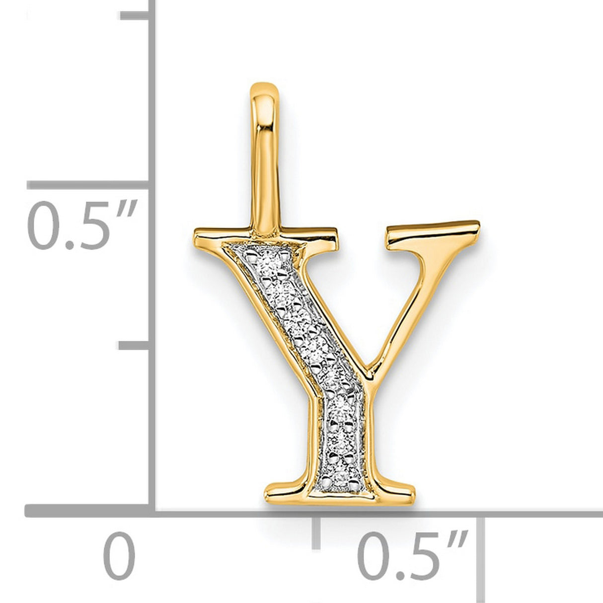 14k Yellow Gold Initial Pendant with Diamond Accents, Letter Y Alphabet Charm