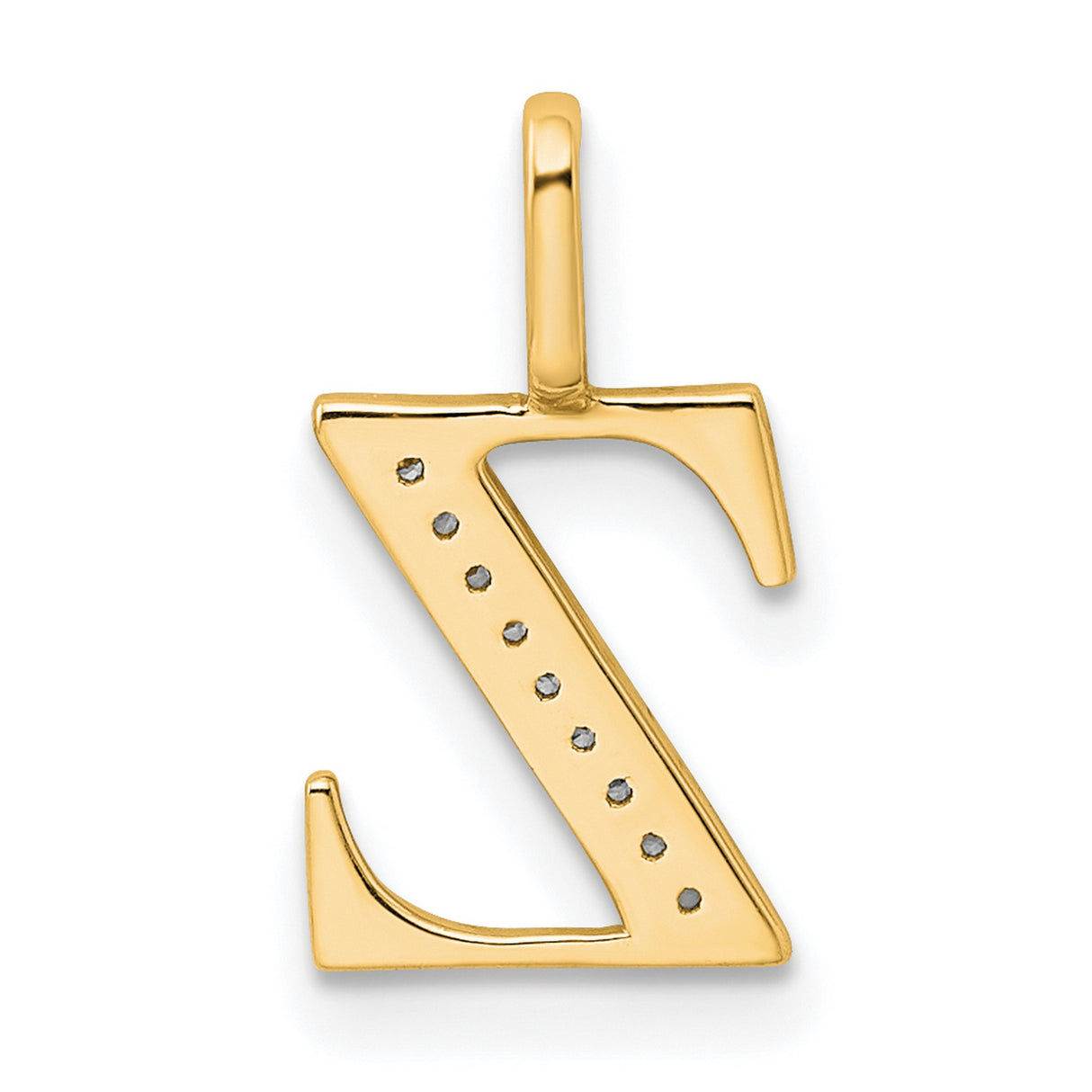 10k Yellow Gold Z Initial Pendant with Diamond Accents, Polished Letter Charm for Women