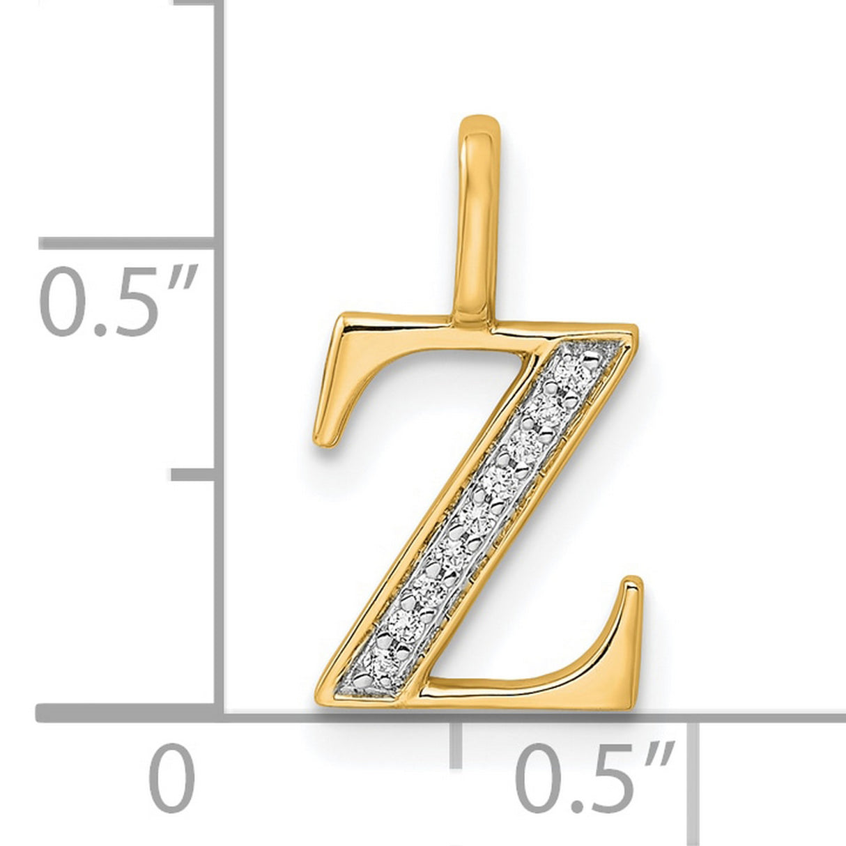 10k Yellow Gold Z Initial Pendant with Diamond Accents, Polished Letter Charm for Women