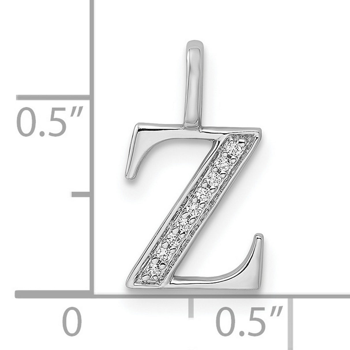 14k White Gold Letter Z Pendant with Diamond Accents, Modern Initial Charm for Women