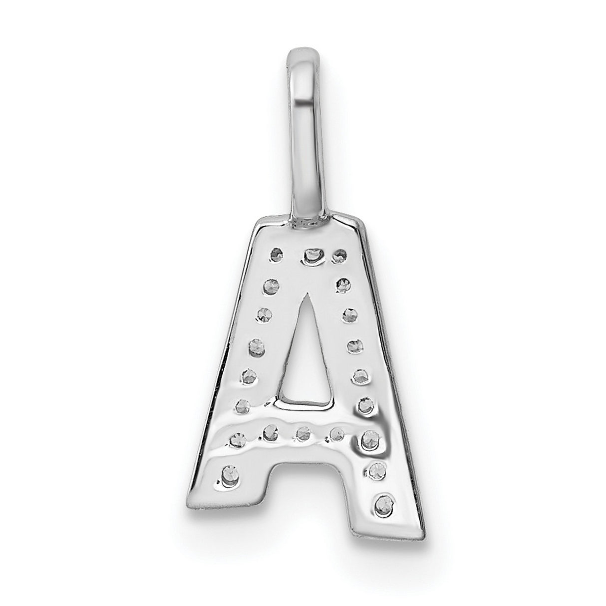 14k White Gold Letter A Pendant with Pavé Diamonds, Dainty Monogram Charm for Women