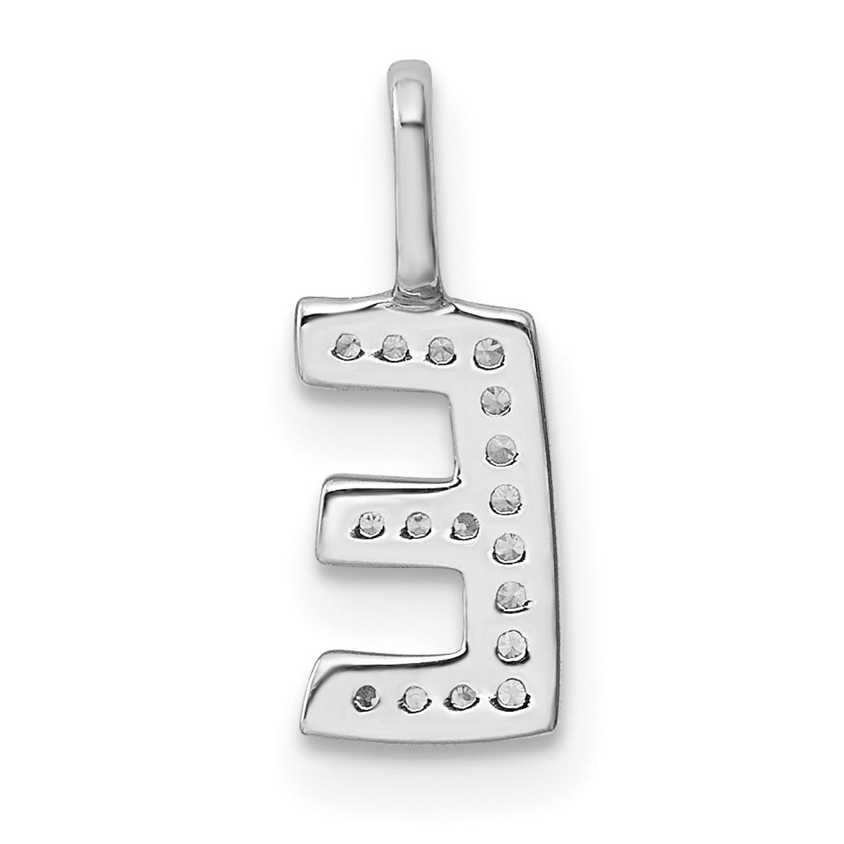 14k White Gold Diamond Initial Pendant, Letter E Alphabet Charm for Women