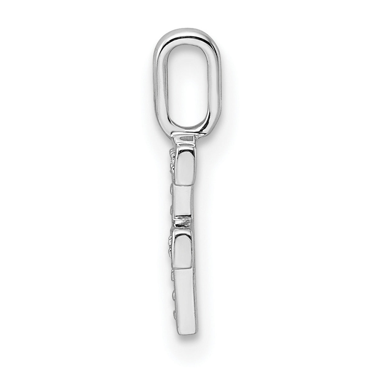 Diamond Letter F Initial Charm Pendant in Real 14k White Gold