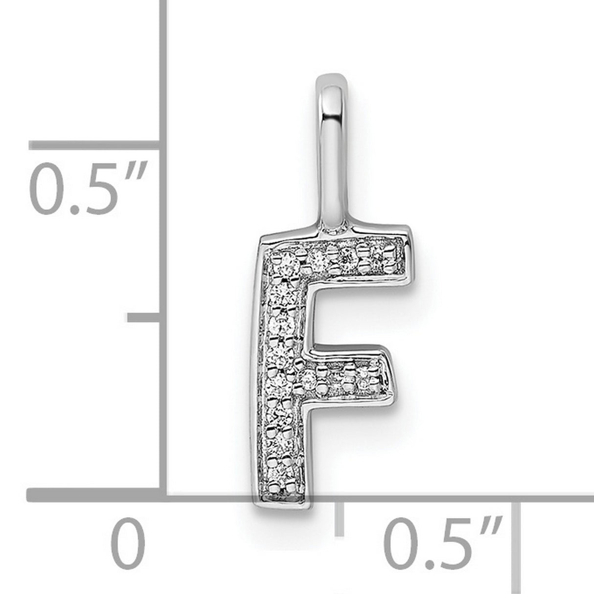 Diamond Letter F Initial Charm Pendant in Real 14k White Gold