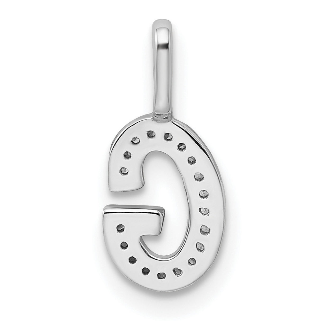 14k White Gold Letter G Pendant with Pavé Diamonds, Initial Charm for Women or Unisex