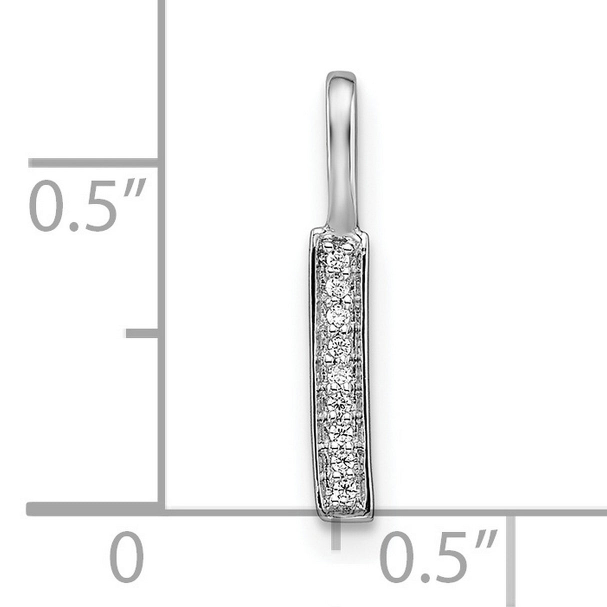 14k White Gold Diamond Bar Pendant with Sleek Vertical Minimalist Design for Women