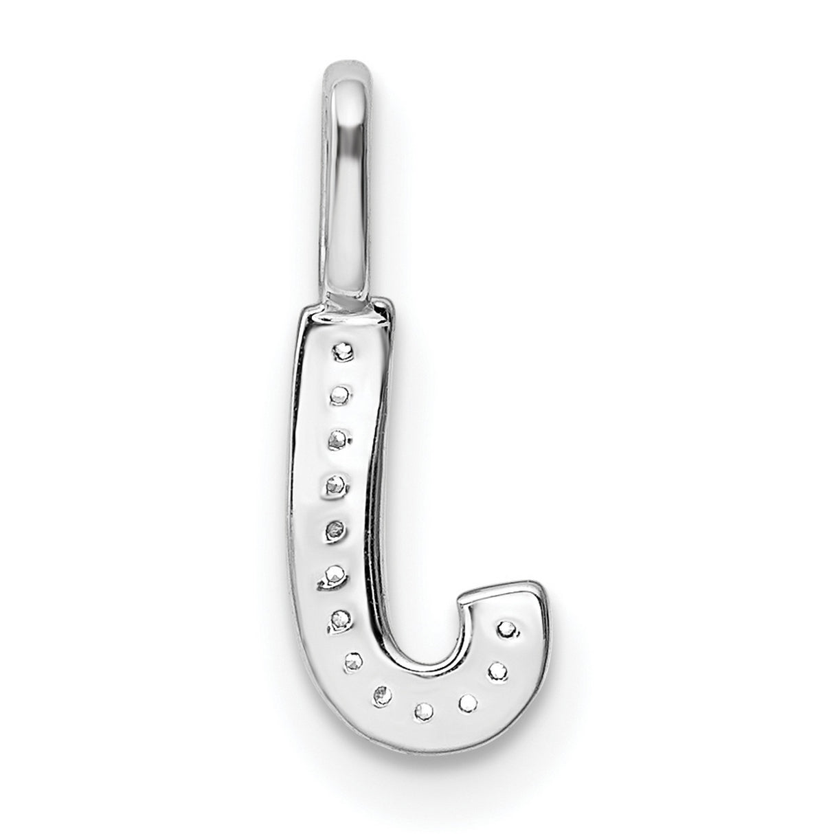 14k White Gold Letter J Pendant with Diamond Accents, Monogram Charm for Women