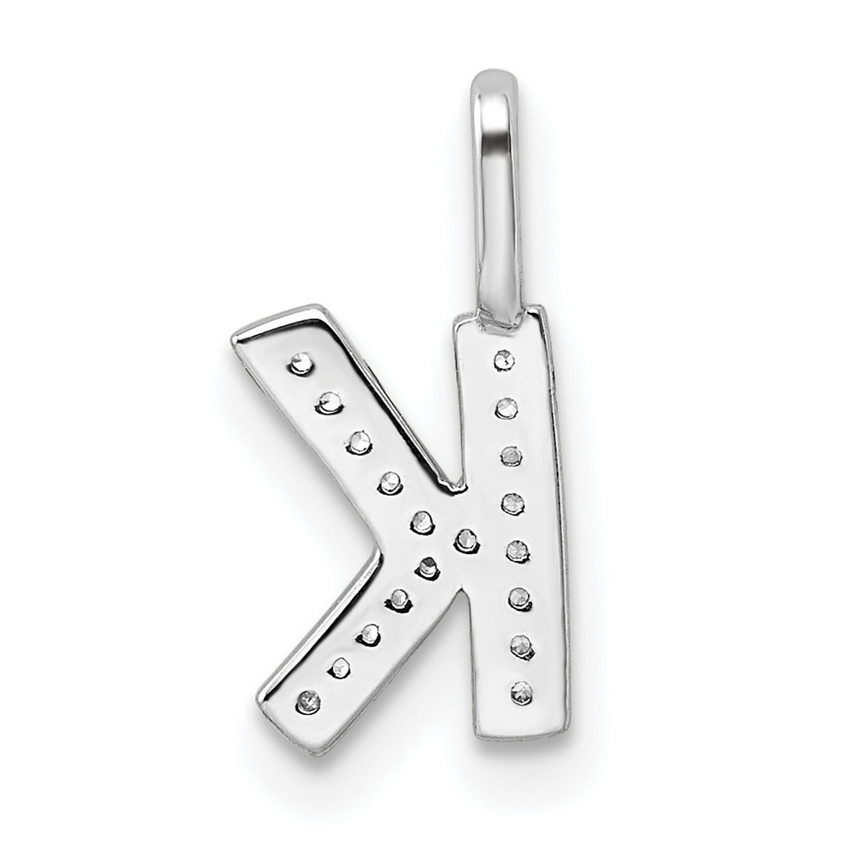 14k White Gold Letter K Pendant with Pavé Cubic Zirconia, Dainty Initial Charm Jewelry