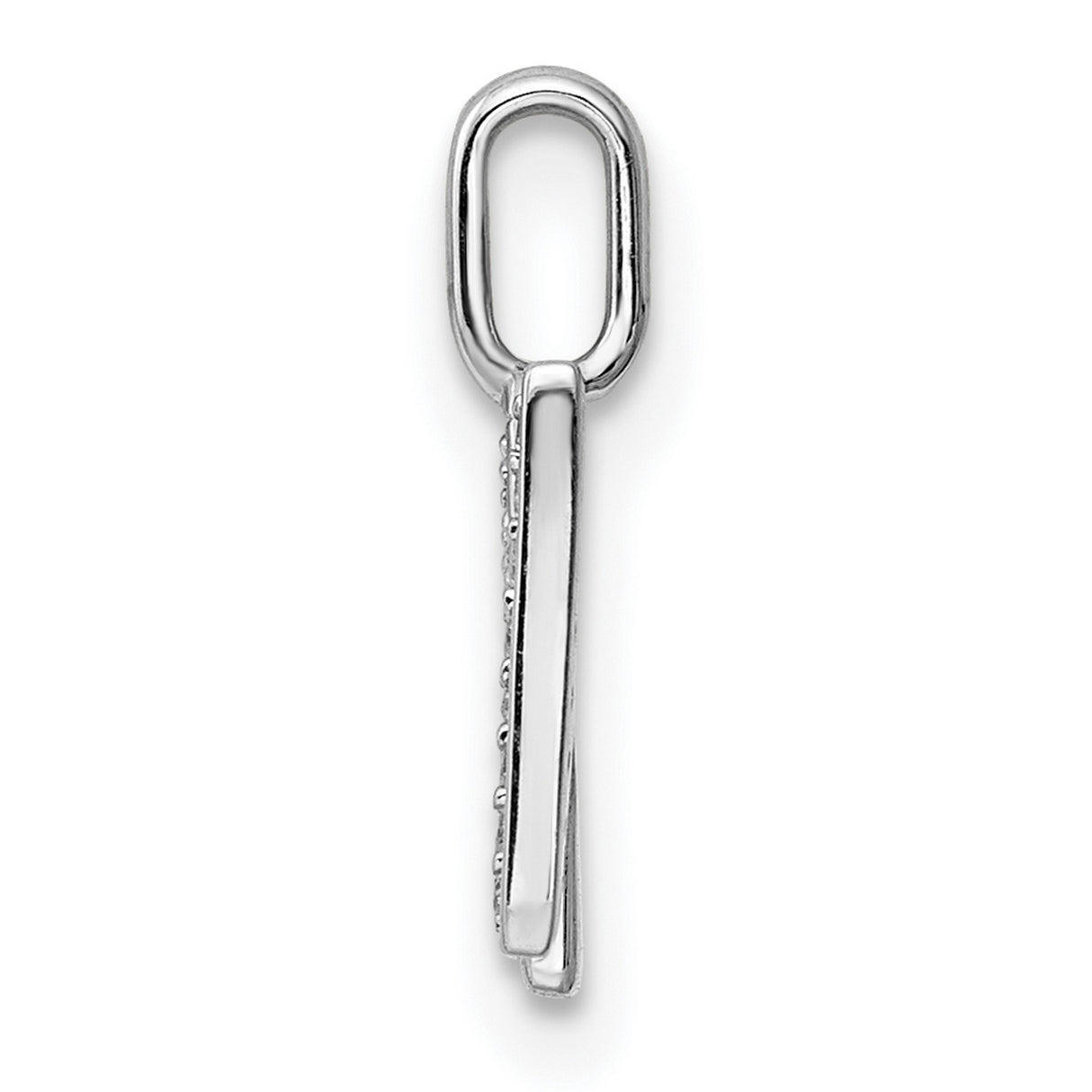 14k White Gold Diamond Initial N Pendant, Block Letter Pavé Charm for Women