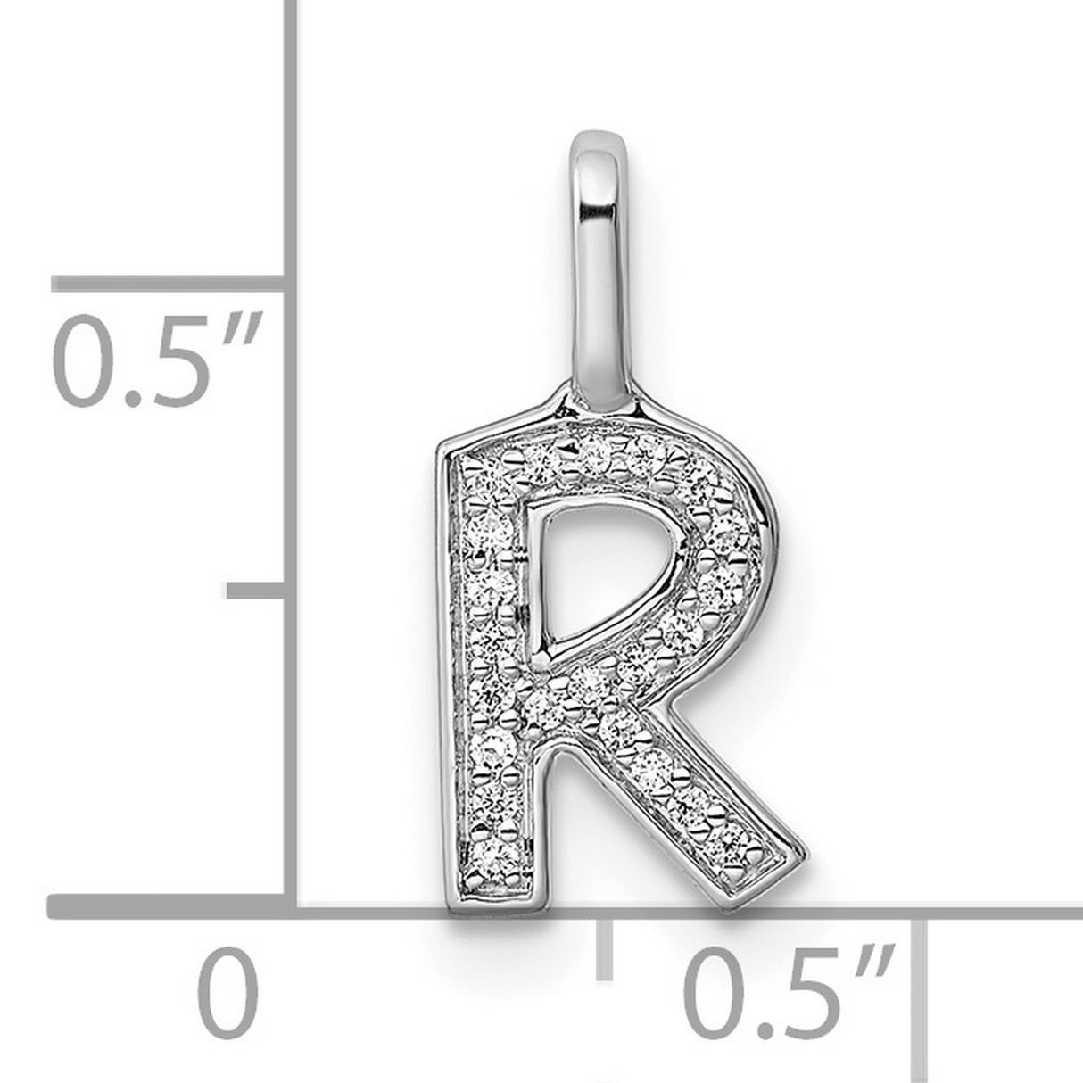 14k White Gold Letter R Pendant with Diamond Accent, Custom Initial Charm for Women