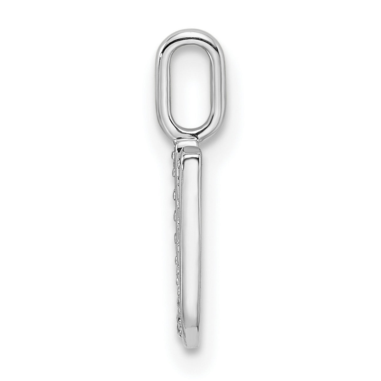 Diamond Letter U Initial Charm Pendant in Real 14k White Gold