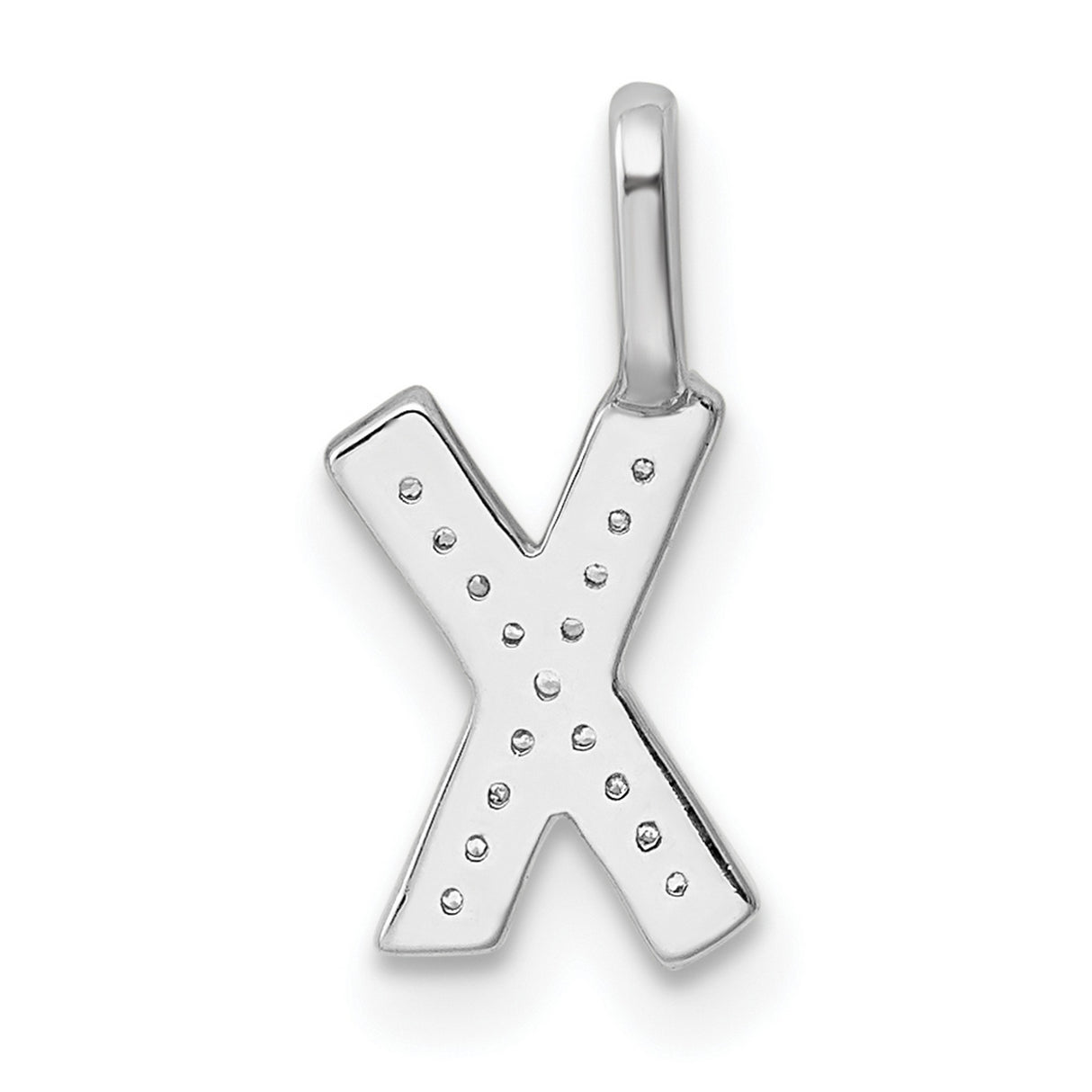 14k White Gold X Pendant with Pavé Diamonds, Dainty Letter Charm Necklace for Women