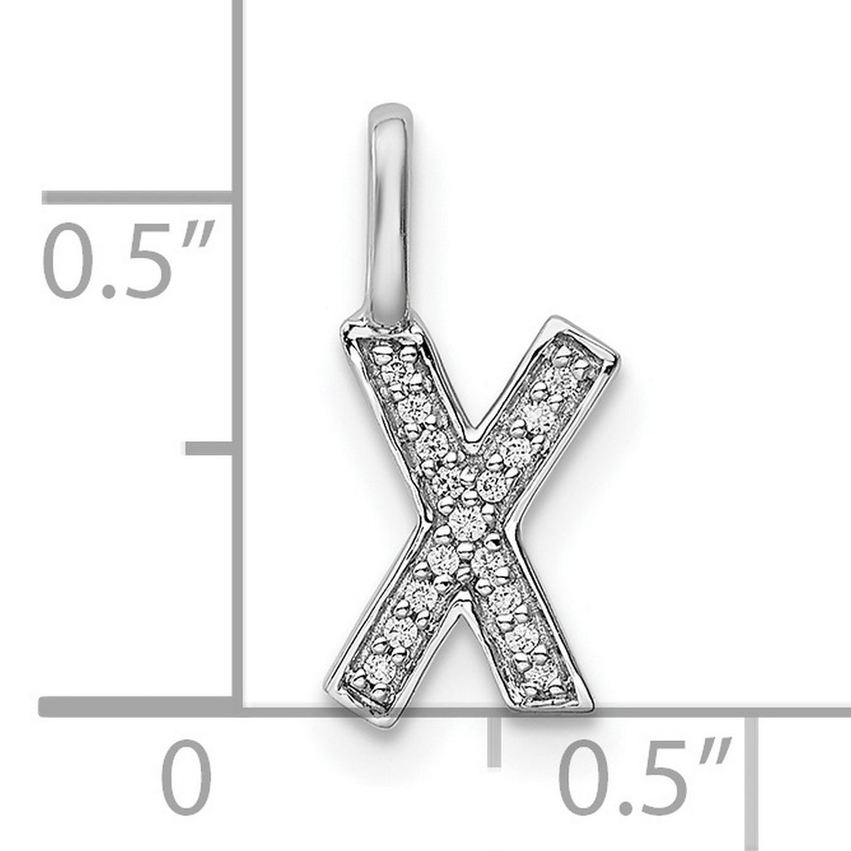 14k White Gold X Pendant with Pavé Diamonds, Dainty Letter Charm Necklace for Women