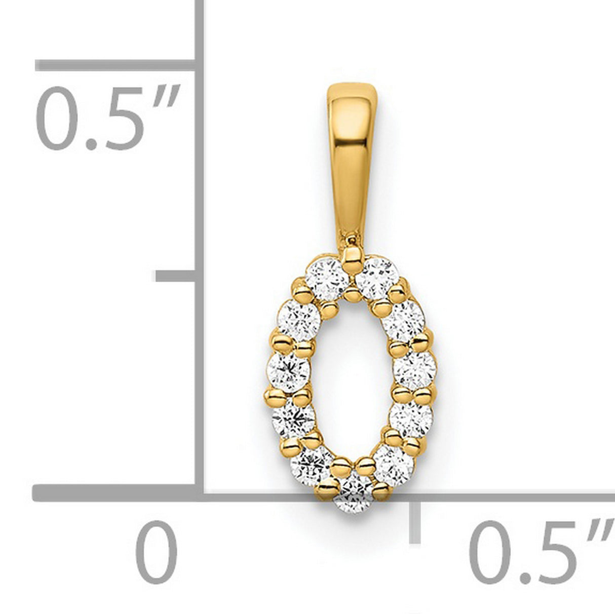 14k Yellow Gold Diamond Oval Pendant with Loop Design for Women