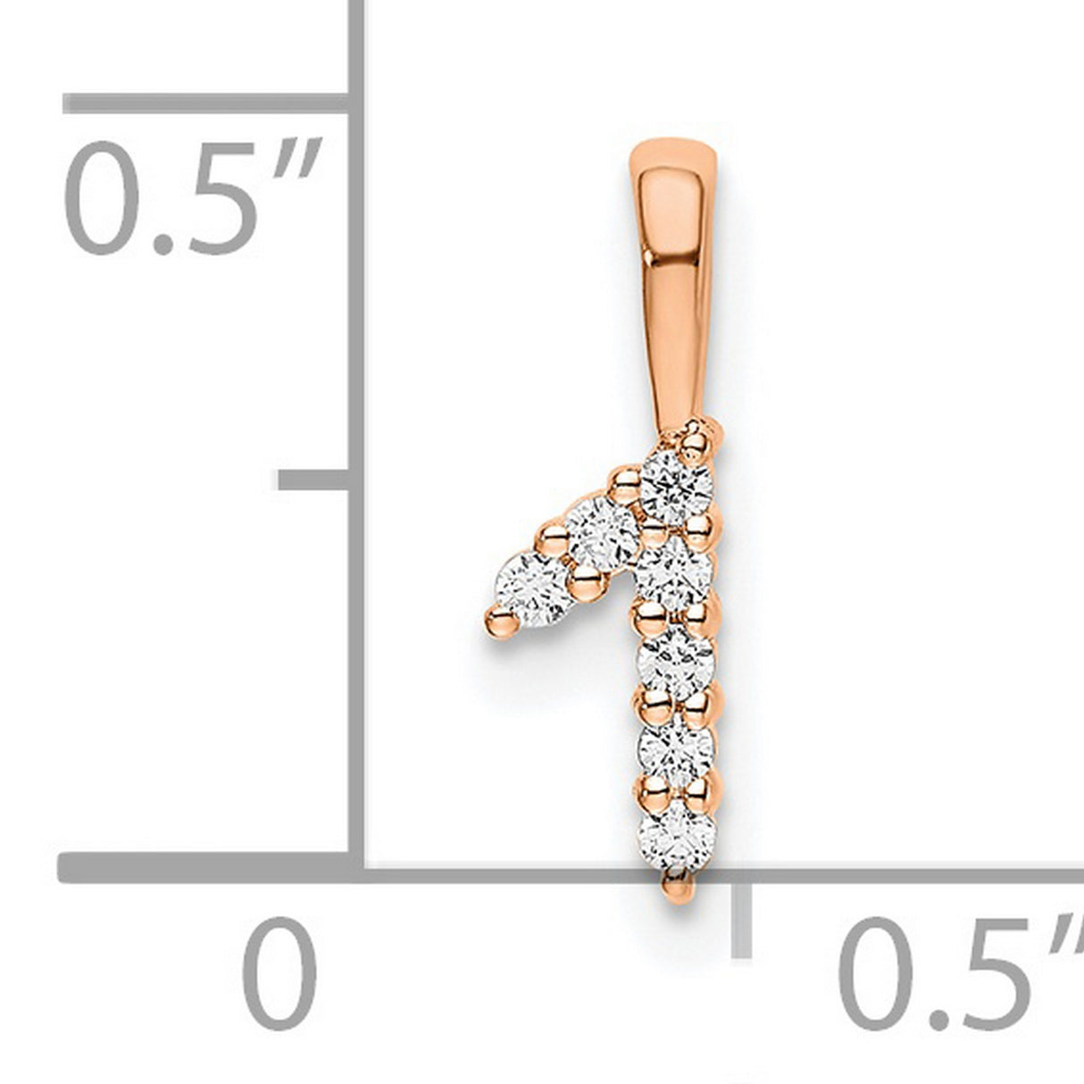 14k Rose Gold Number 1 Pendant with Round Cut White Diamonds, Symbolic Charm for Women
