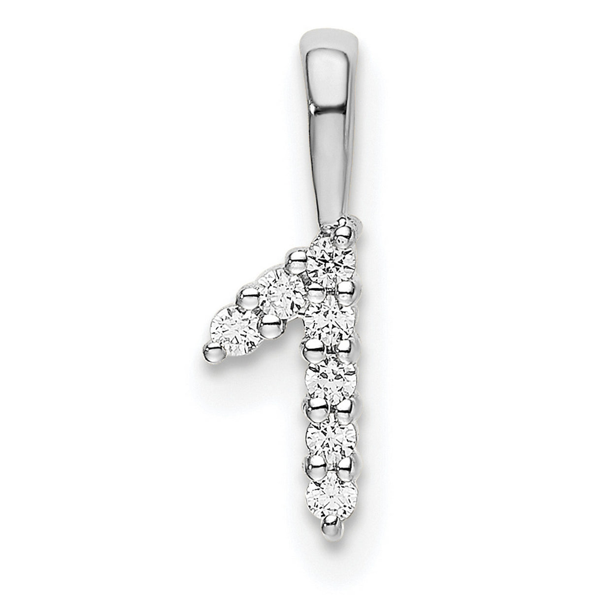 14k White Gold Number One Pendant with Round Cut Diamonds, Symbolic Milestone Jewelry for Women