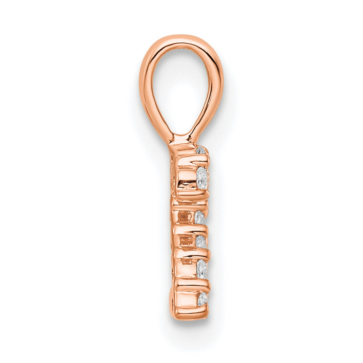 14k Rose Gold Number 2 Pendant with Pavé Diamond Accents, Minimalist Charm for Women