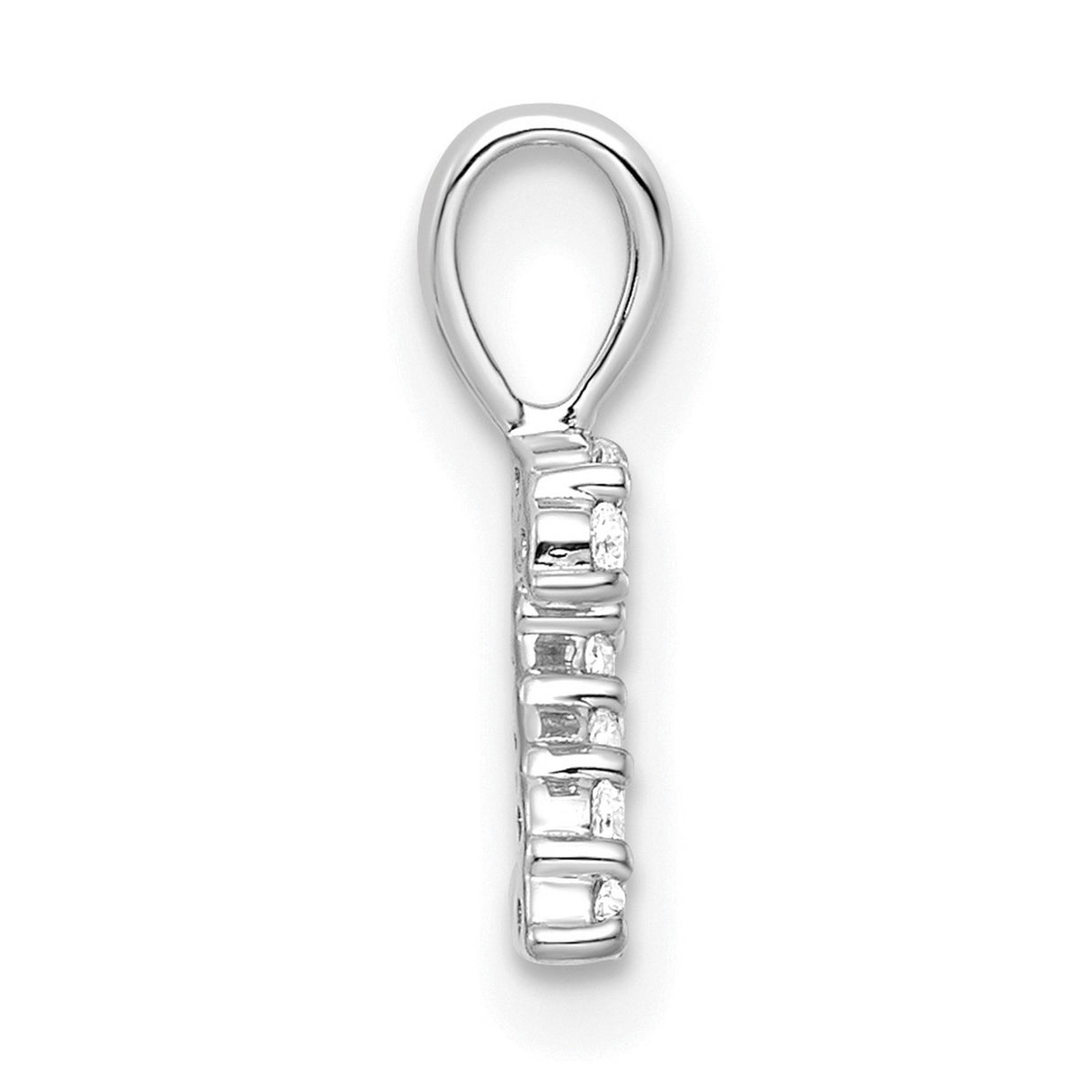 14k White Gold Number 2 Pendant with Round Cut Diamonds, Modern Numeric Charm