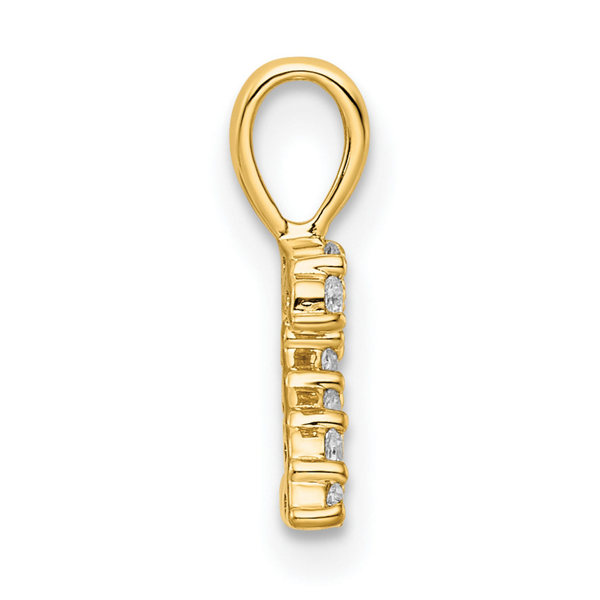 14k Yellow Gold Number 2 Pendant with Diamond Accents, Polished Bail, Unisex Design