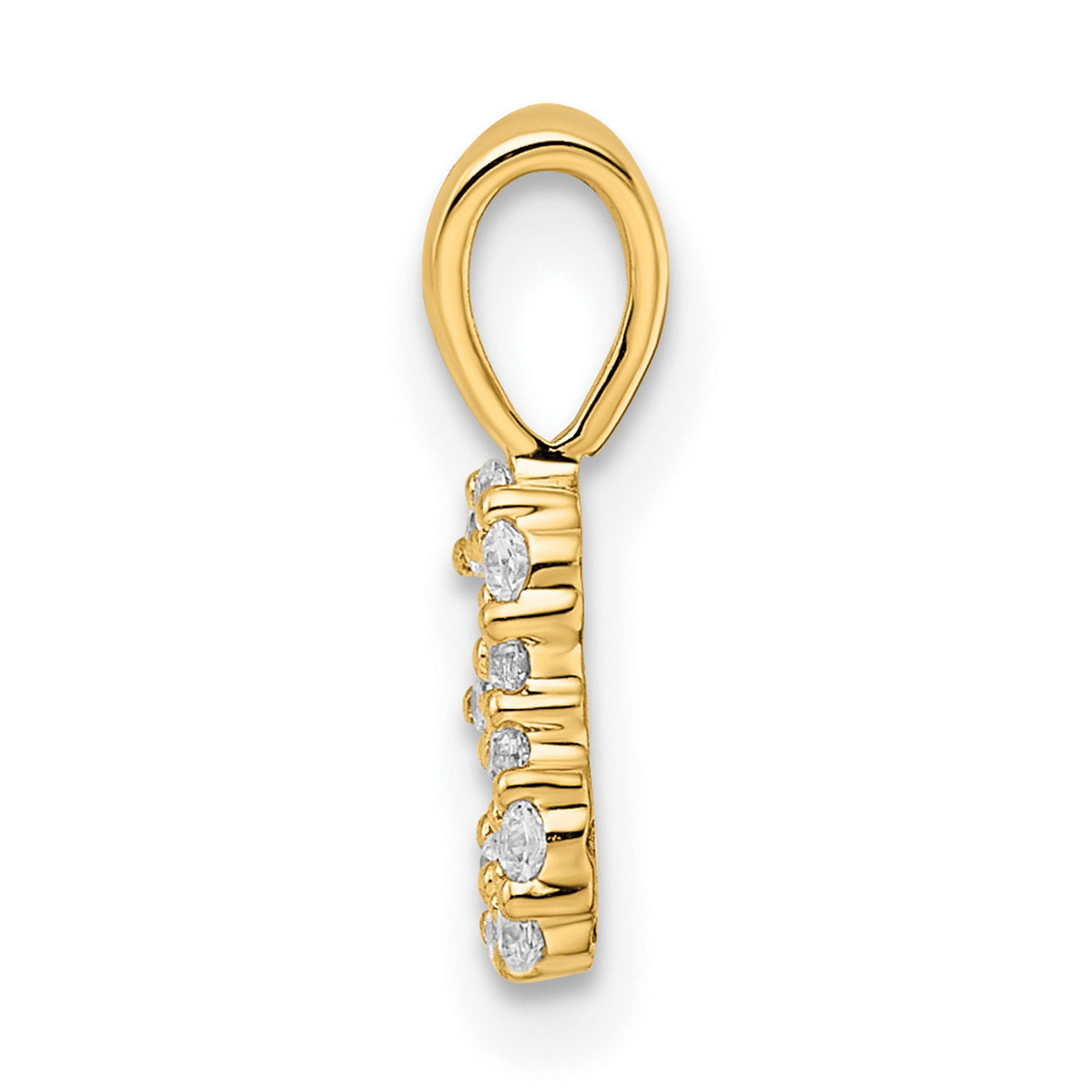 14k Yellow Gold Number 3 Pendant with Round Cut Clear Gemstones, Numeric Charm