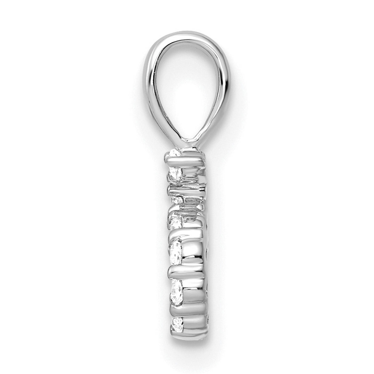 14k White Gold Number 5 Pendant with Round Cut Diamonds, Prong Set Lucky Numerology Charm