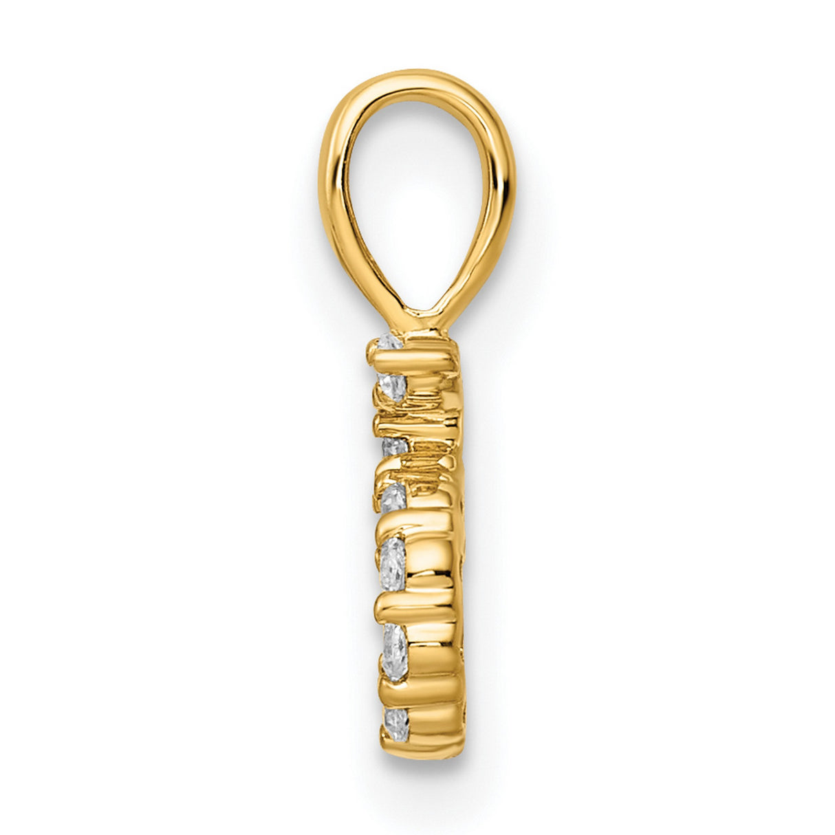 14k Yellow Gold Number 5 Pendant with Round White Stones, Custom Numeric Charm