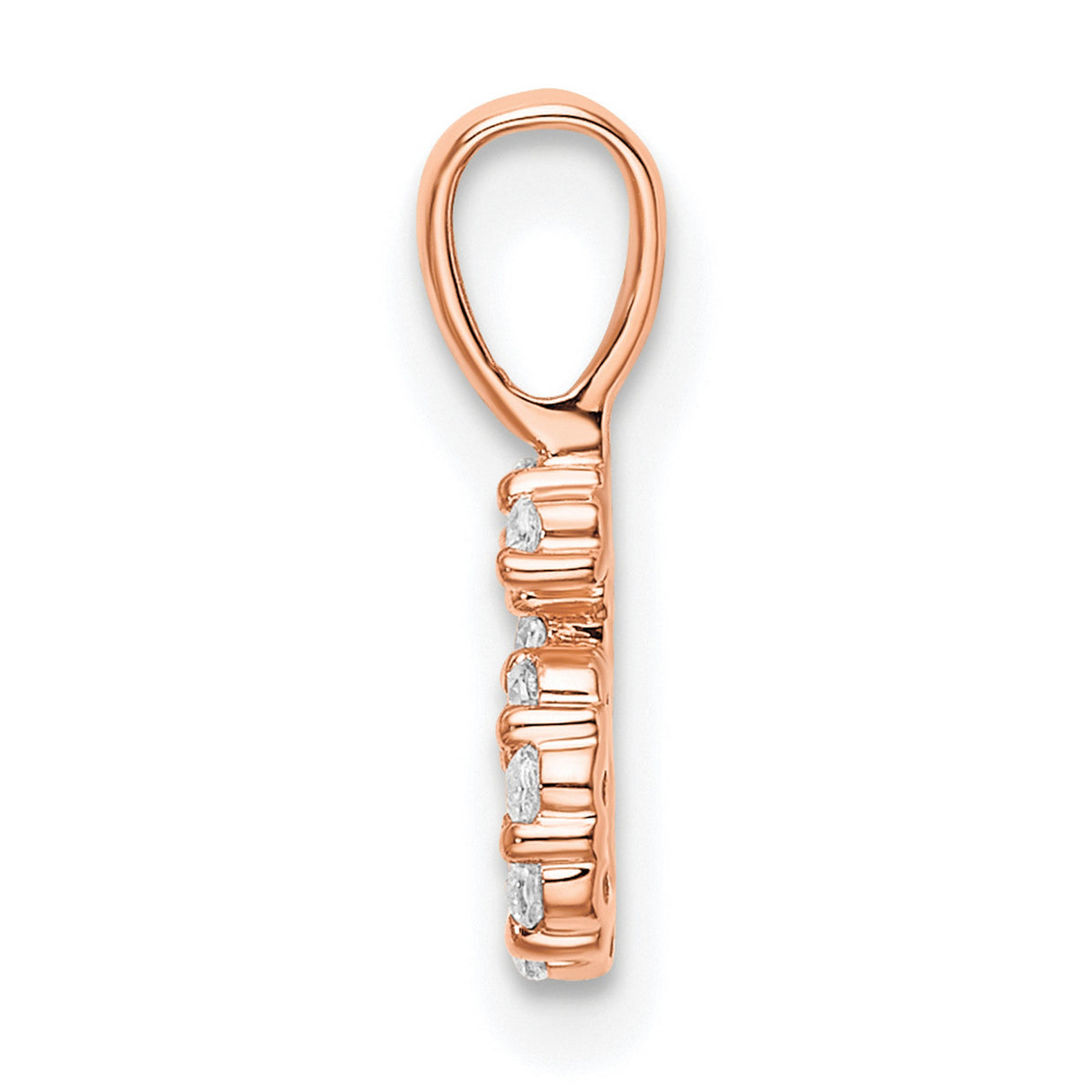 14k Rose Gold Number 6 Pendant with Round Cut Diamonds in Pave Setting