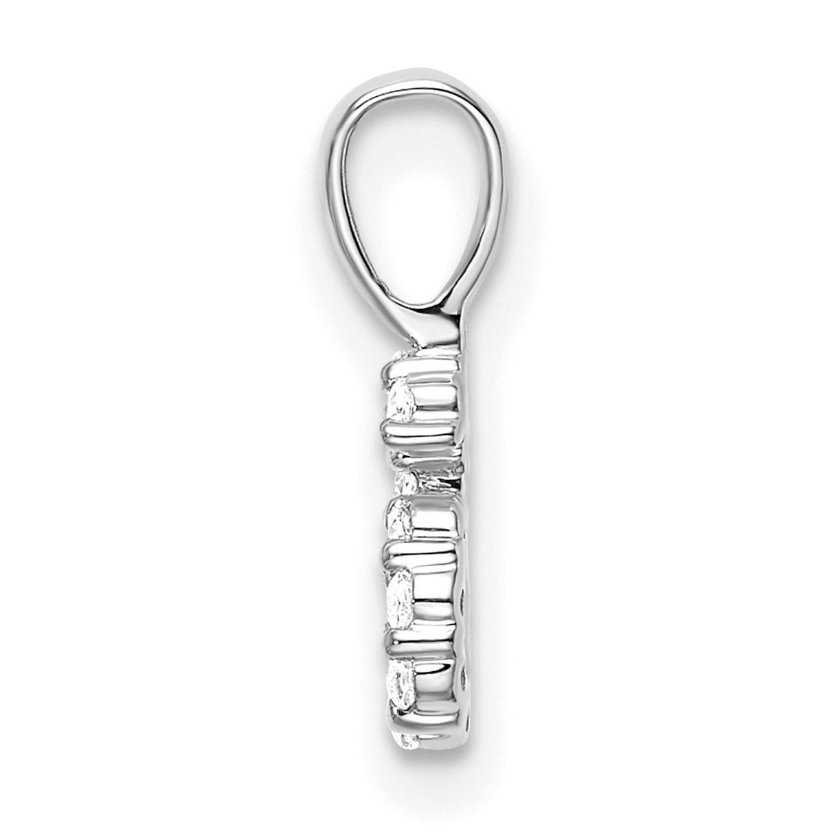 14k White Gold Number 6 Pendant with Round Diamonds, Sleek Bail, Unisex Charm