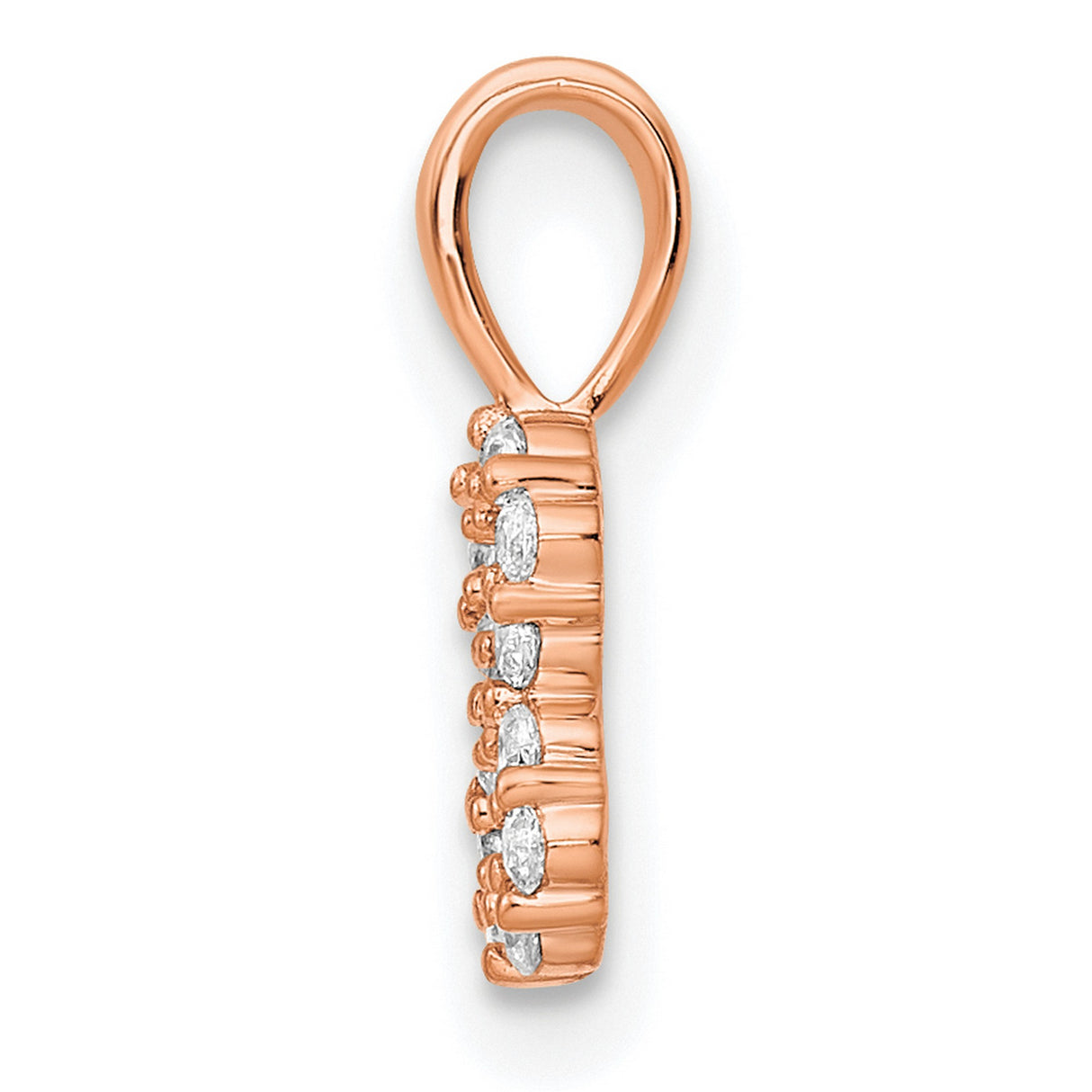 14k Rose Gold Infinity Pendant with Double Loop Design and Round White Diamonds