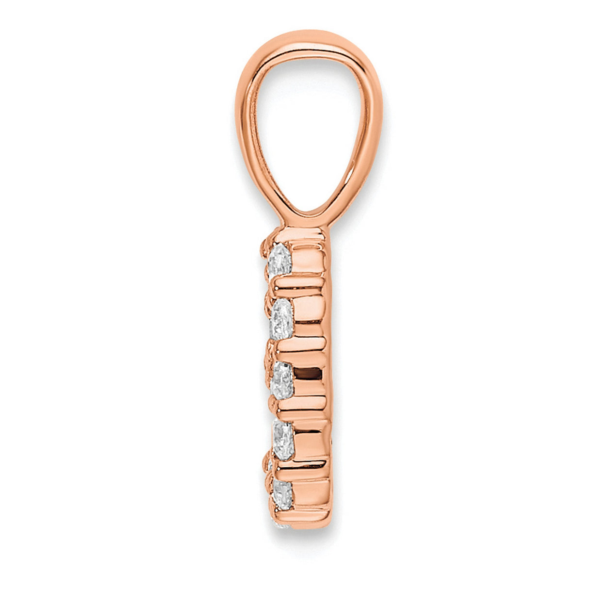14k Rose Gold Number 9 Pendant with Prong Set Diamonds, Minimalist Numeric Charm