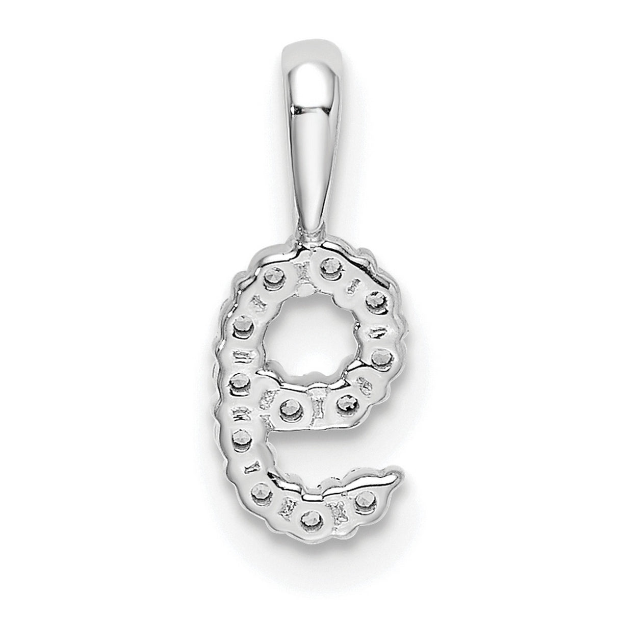 14k White Gold Number 9 Pendant with Diamond Accents, Symbolic Charm for Women or Unisex Wear