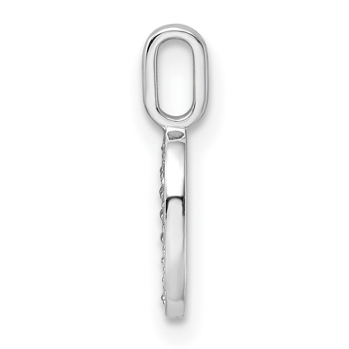 14k White Gold Number 0 Pendant with Pavé Diamonds, Oval Zero Charm