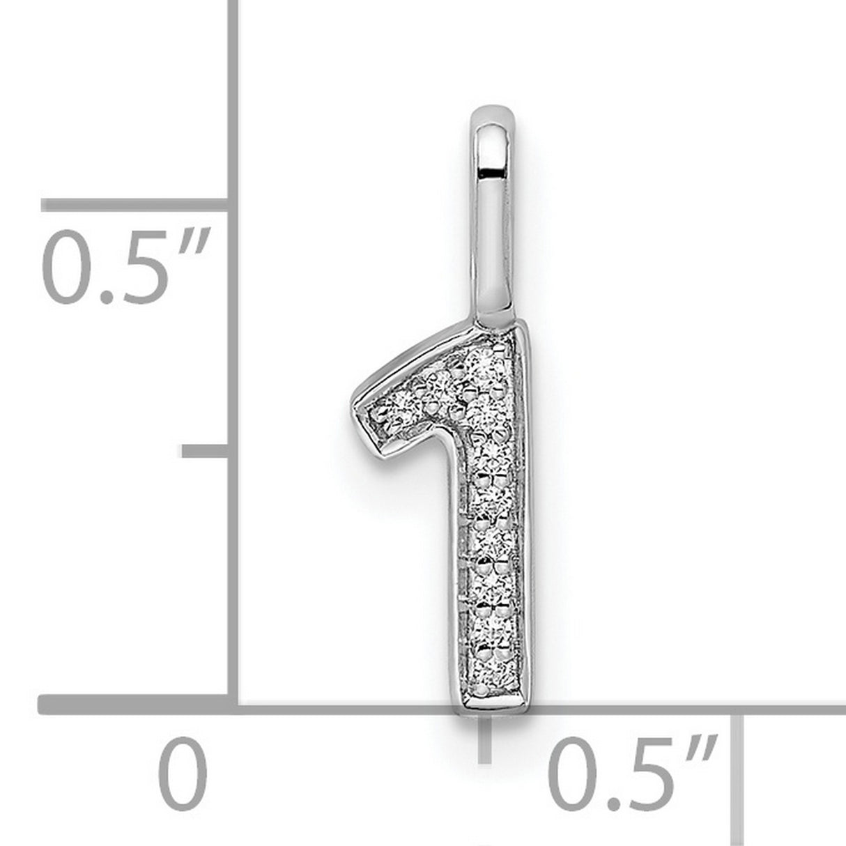 14k White Gold Number One Pendant with Diamond Accents, Pavé Set Charm, Polished Finish