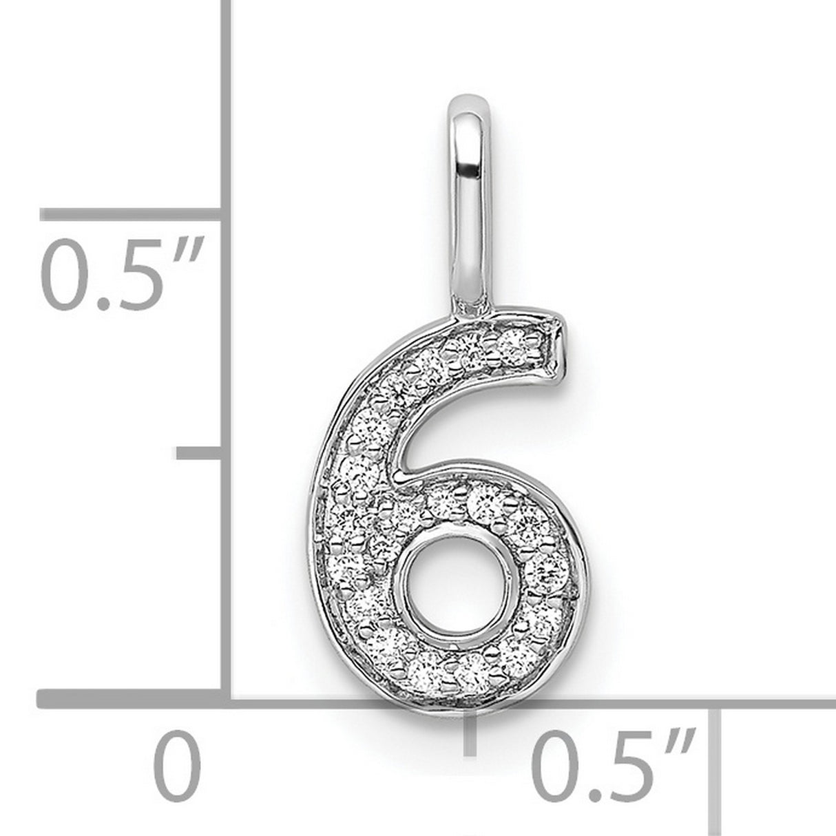 14k White Gold Number 6 Pendant with Pavé Diamond Accents, Lucky Numerology Charm