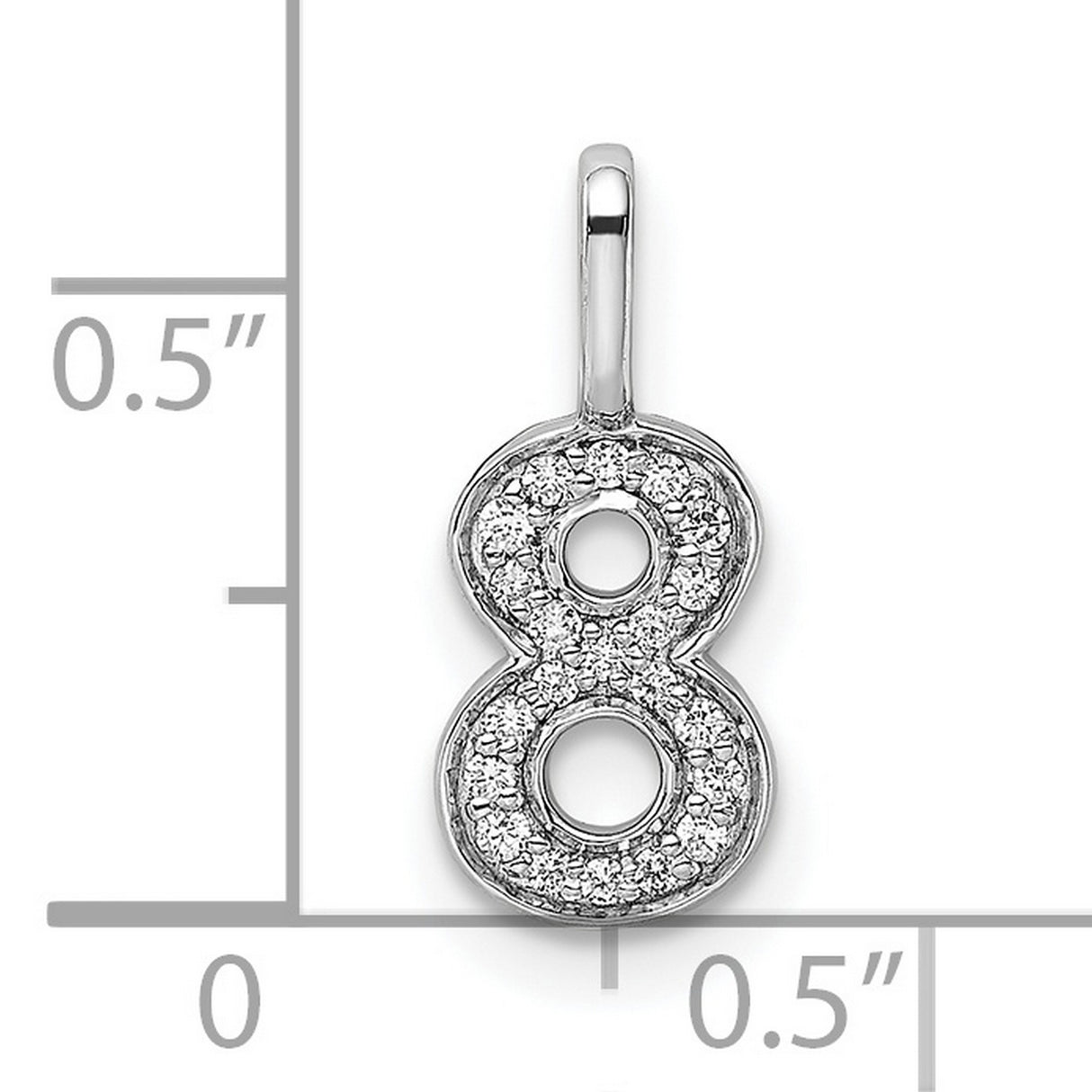 14k White Gold Number 8 Pendant with Pavé Diamonds, Infinity Charm for Women or Unisex Wear