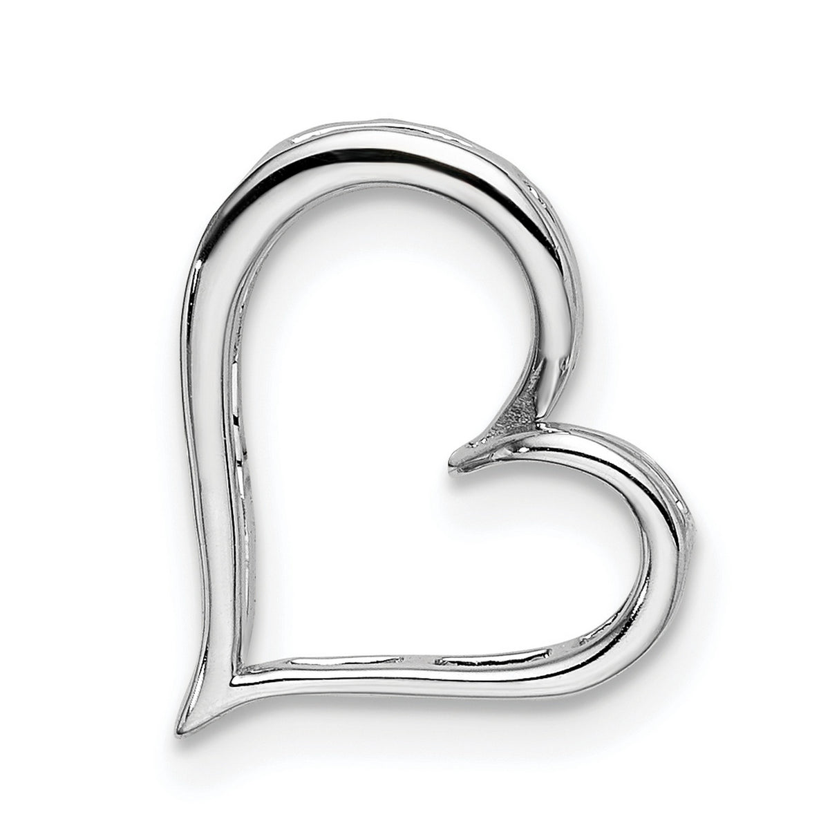 14k White Gold Heart Pendant with Diamond Accents, Open Heart Design for Women