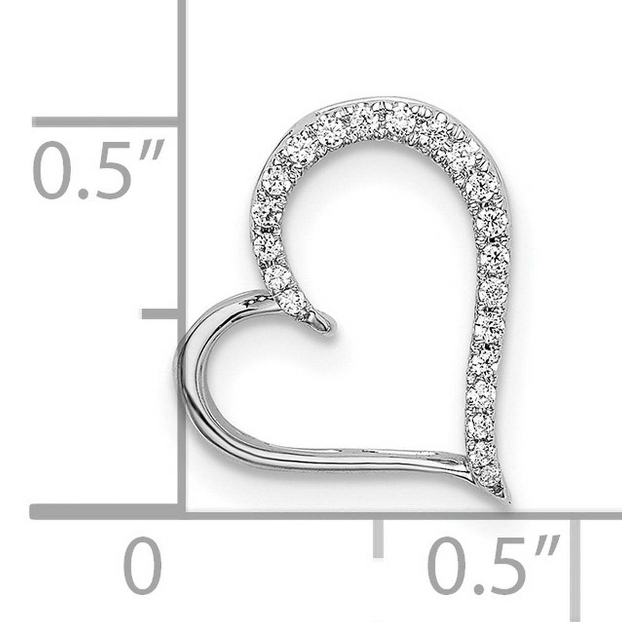 14k White Gold Heart Pendant with Diamond Accents, Open Heart Design for Women