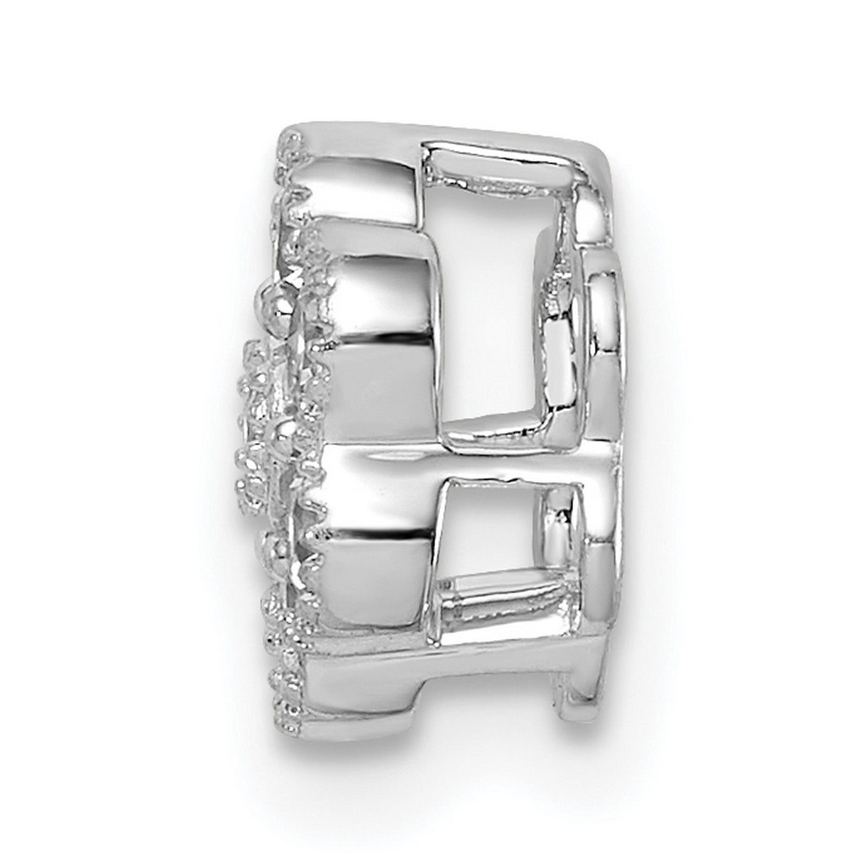 14k White Gold Diamond Pendant, Floral Cluster Design for Women