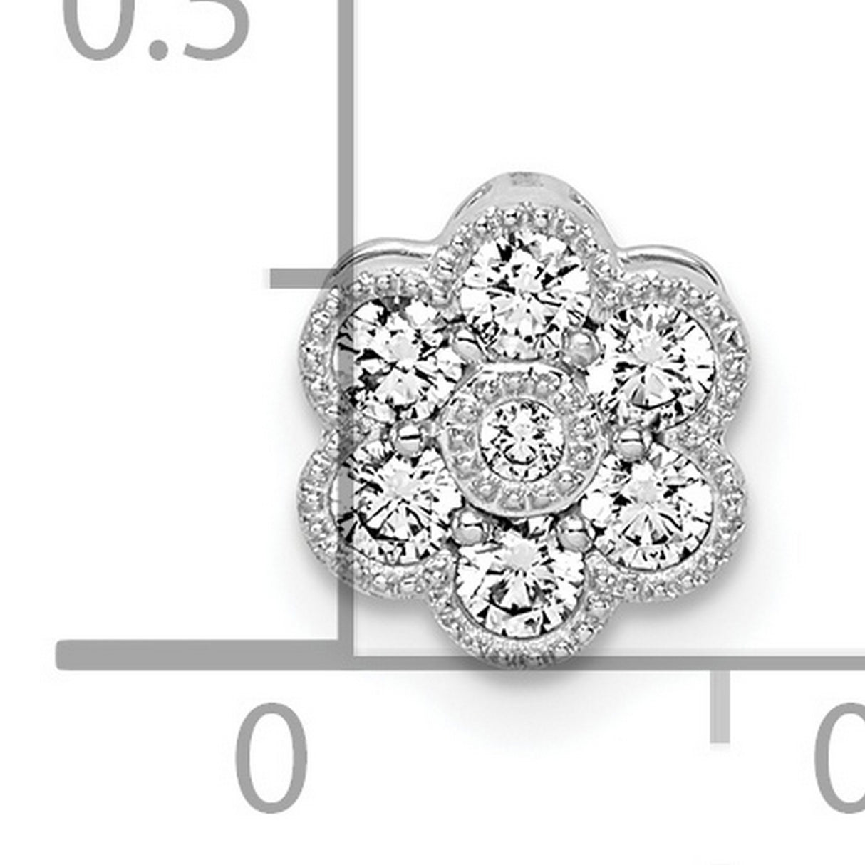 14k White Gold Diamond Pendant, Floral Cluster Design for Women