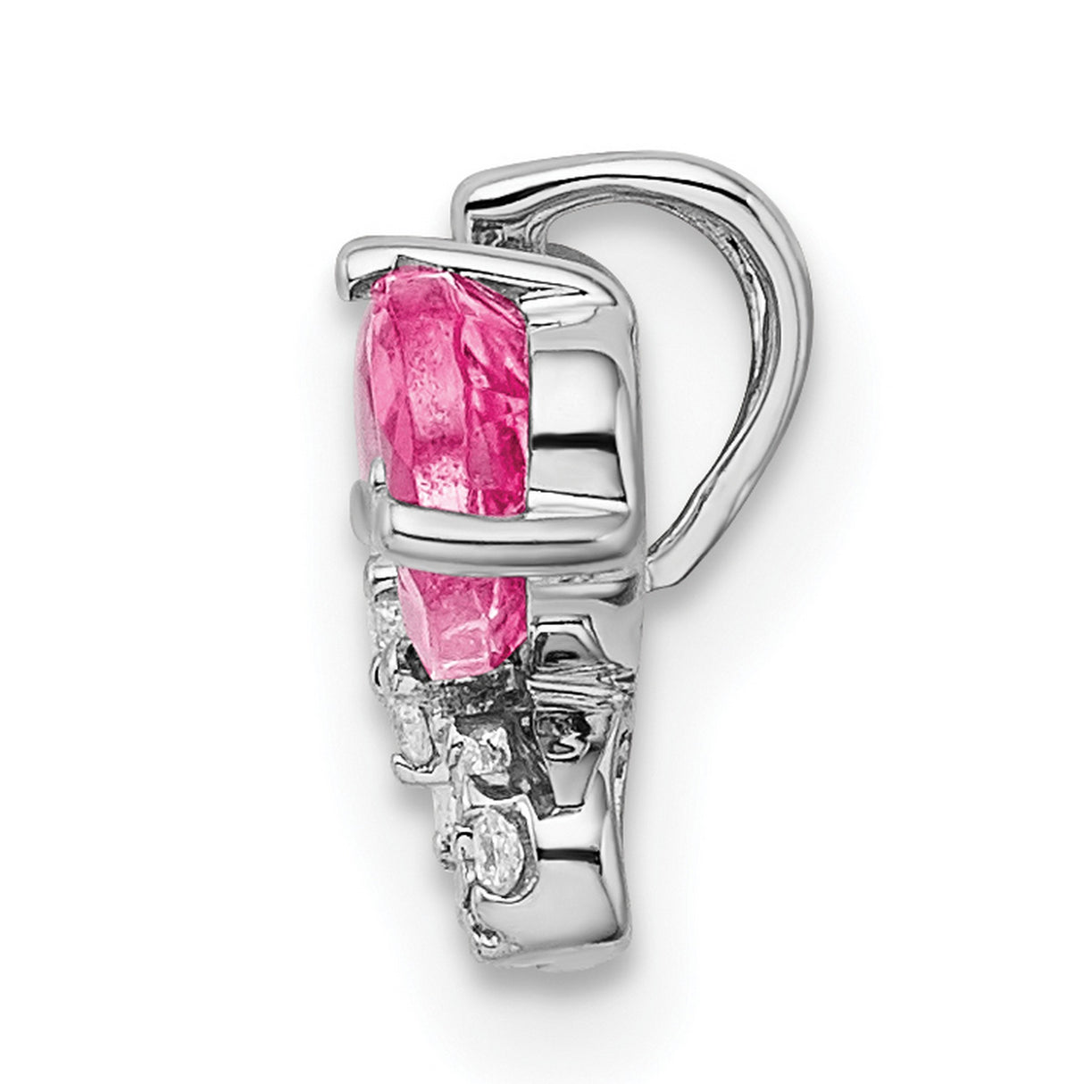 14k White Gold Butterfly Pendant with Pink Tourmaline and Diamond Accents